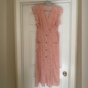 V-neck Button Front Dress